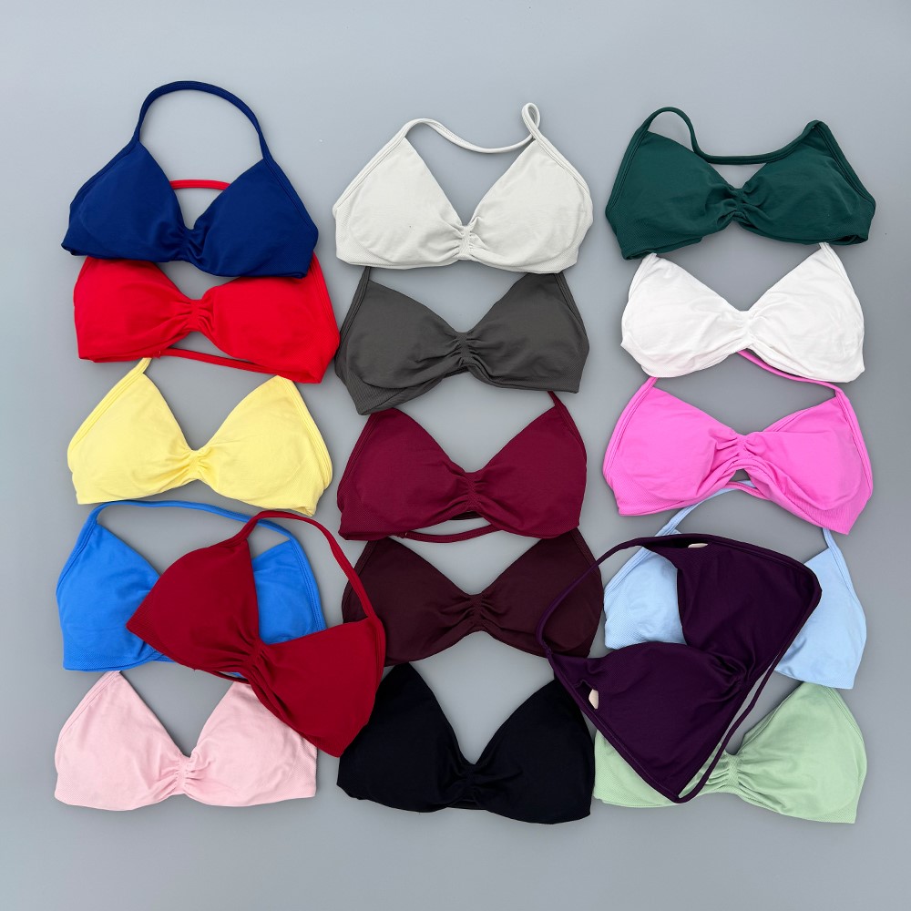 Sports Bra High Impact - ストラップブラ ジムトップ レディース ハイサポート プッシュアップ 細ストラップ