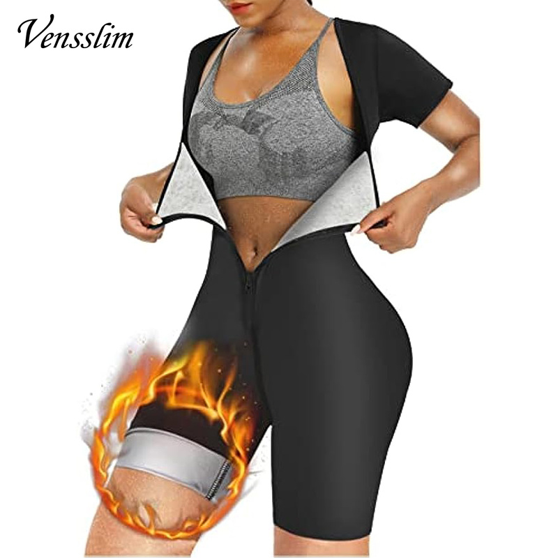 Shapewear Bodysuit Firm - Vensslim フルボディシェイパーサウナスウェットスーツ女性減量ワークアウトベストウエストトレーナープラスサイズシャツジム痩身シェイプウェア