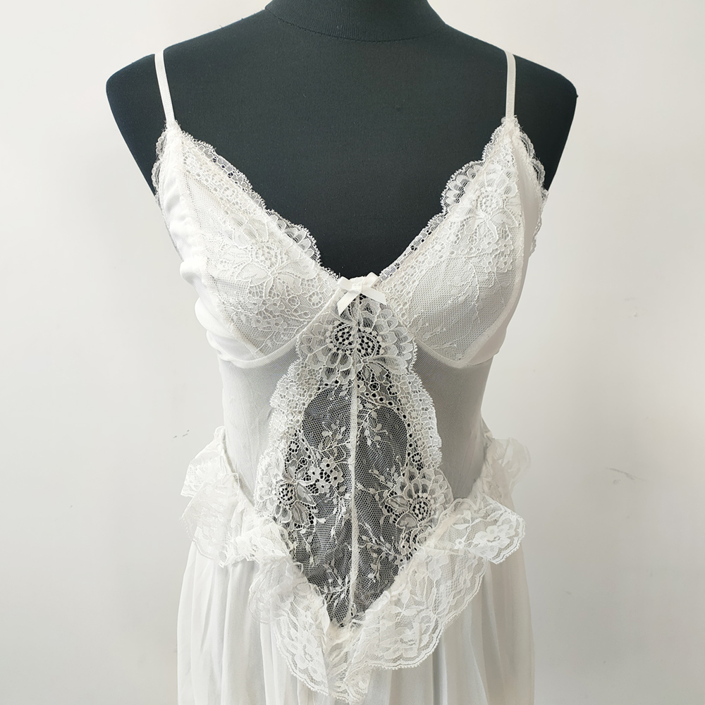 セクシーな白いレースの花柄ナイトウェア、ショートドレス、女性 - Babydoll Chemise Night のレビューと価格