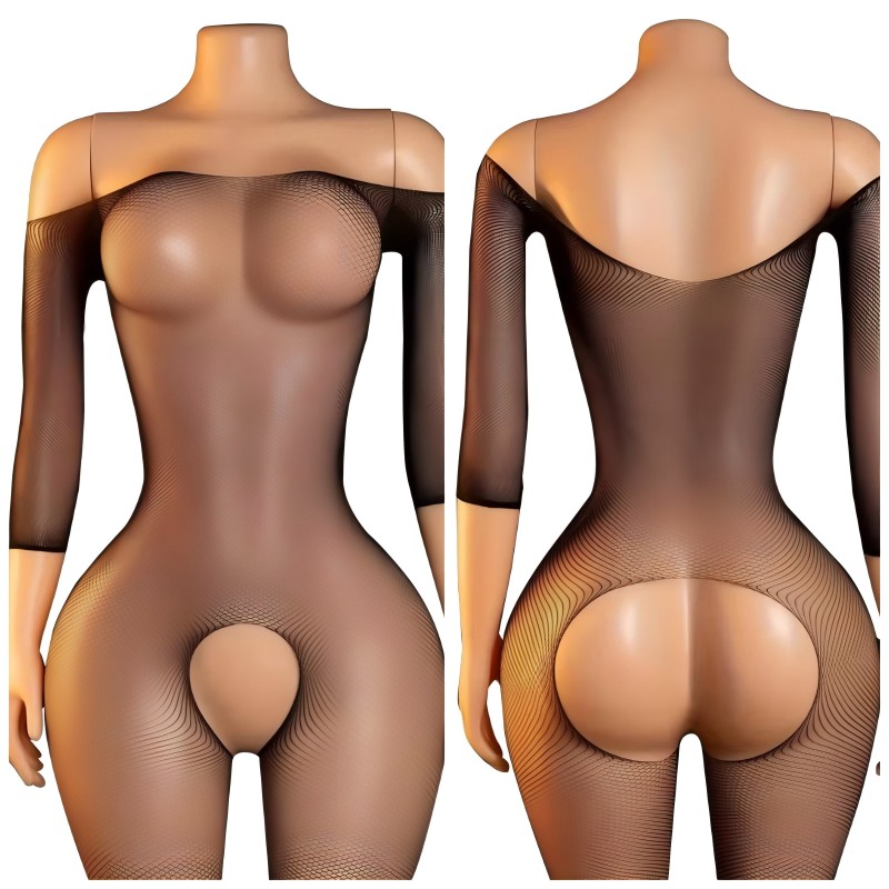 セクシーなクロッチレスタイツ、女性用ハイフィッシュネットブラ - Bodystocking Fishnet のレビューと価格
