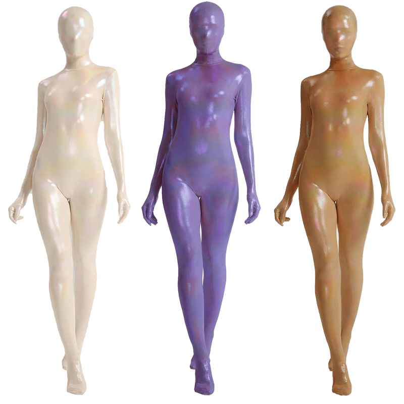 女性用光沢グラデーションゼンタイボディスーツ高弾性グロッシー - Shapewear Bodysuit Firm のレビューと価格