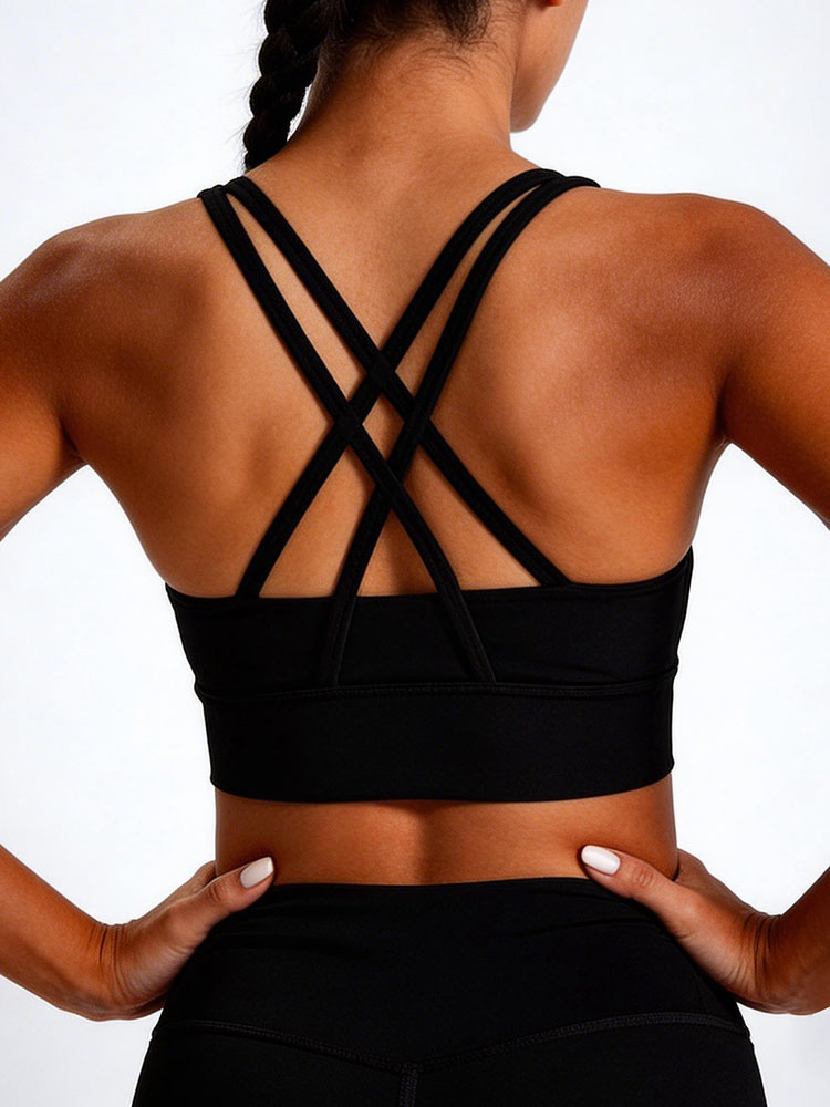 新しい女性用ソリッドカラー高強度サポートスポーツブラクロスバ - Sports Bra High Impact のレビューと価格