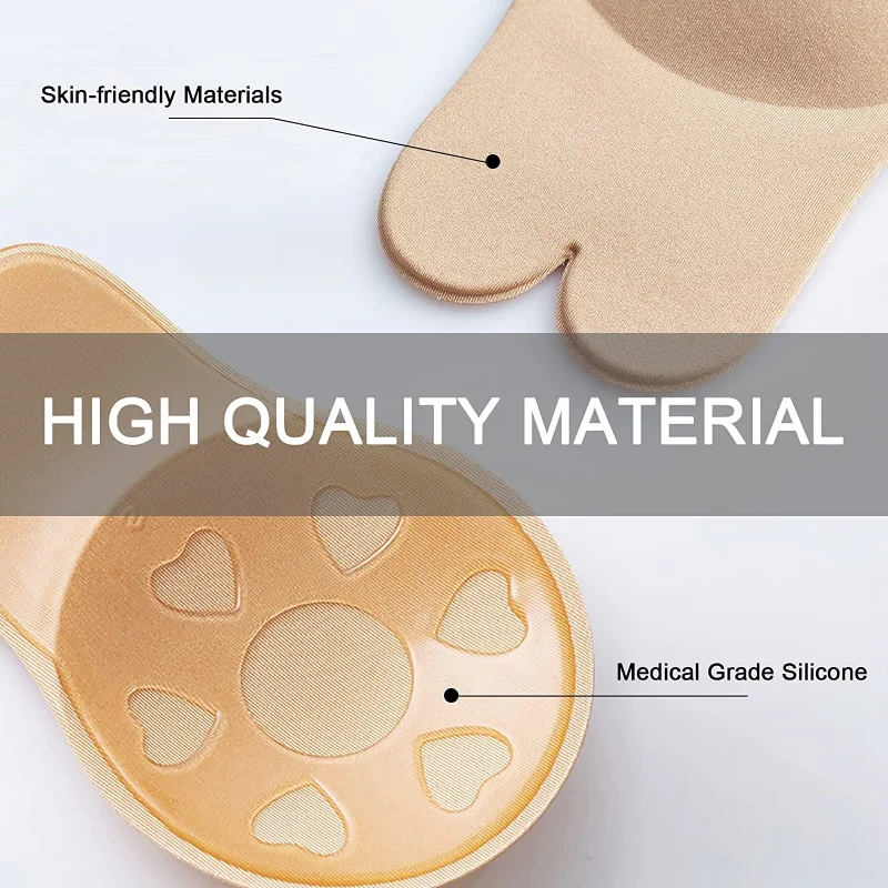 女性プッシュアップブラジャー自己粘着シリコーンストラップレス - Silicone Bra Adhesive のレビューと価格