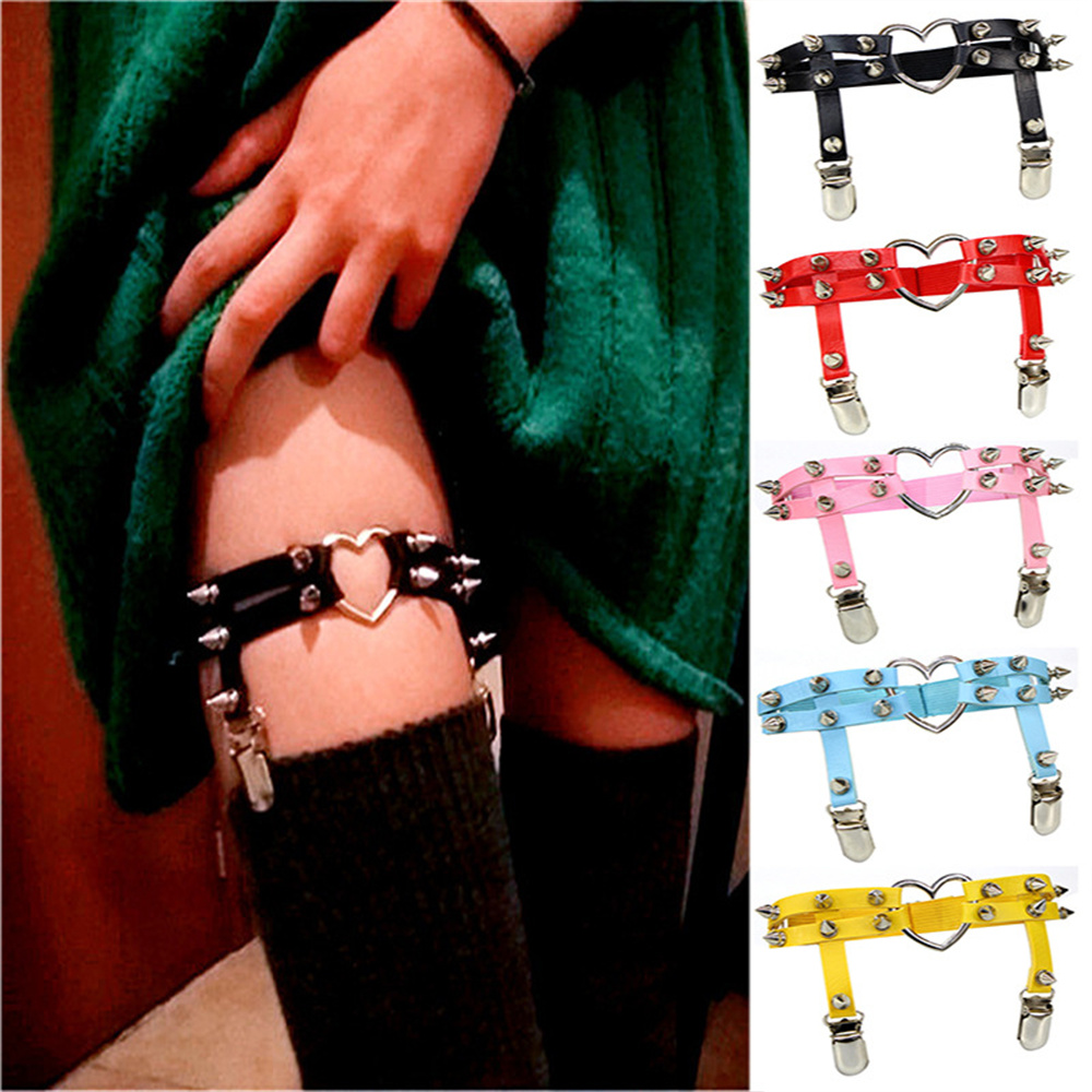 1 個女性パンクゴスハート Pu レザー弾性脚リングボディジ - Garter Belt Set のレビューと価格