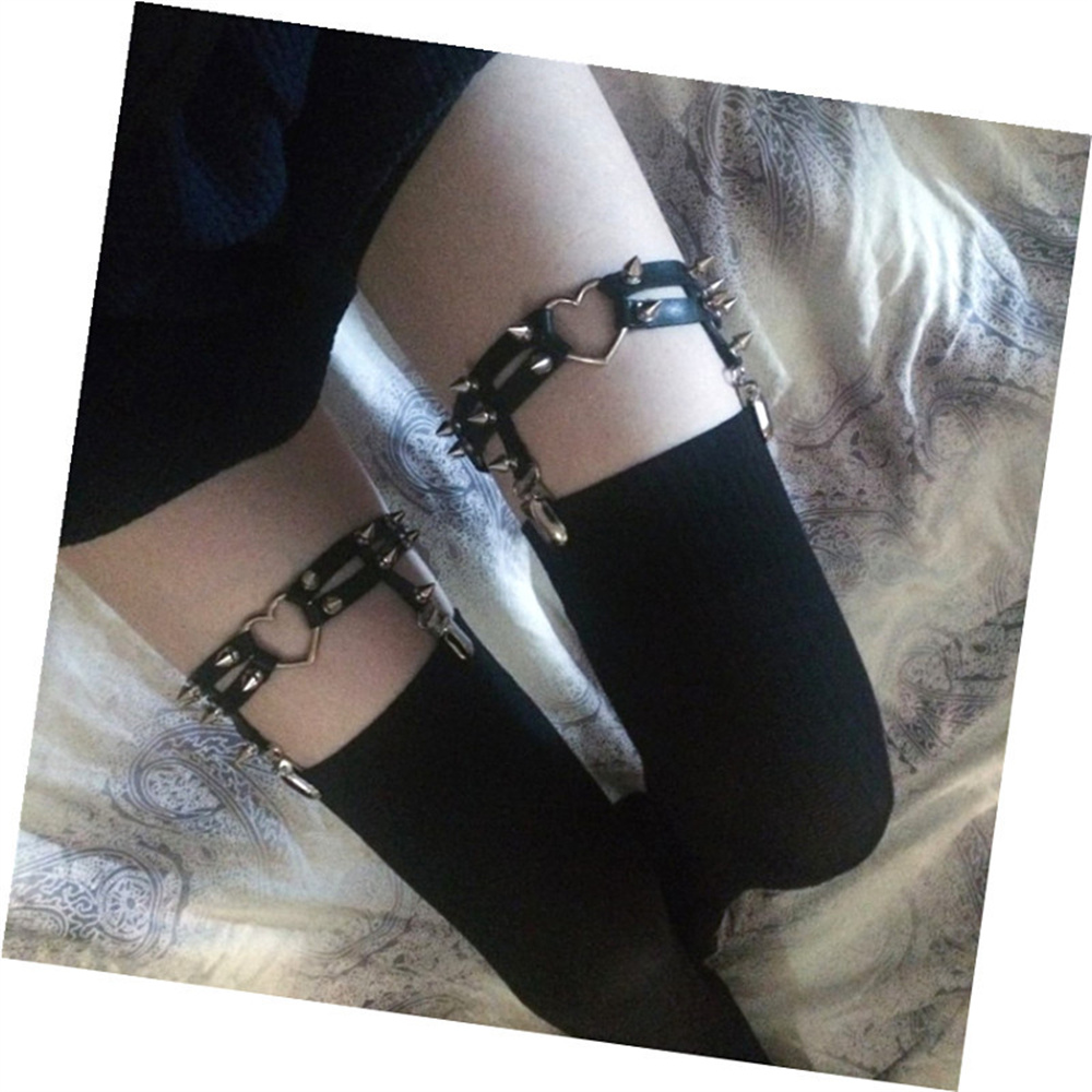 1 個女性パンクゴスハート Pu レザー弾性脚リングボディジ - Garter Belt Set のレビューと価格