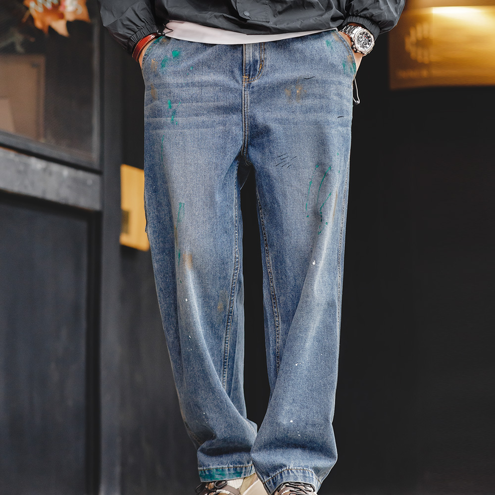Maden メンズライトブルー色スプラッシュインクグラフィテ - Levis Jeans 501 のレビューと価格